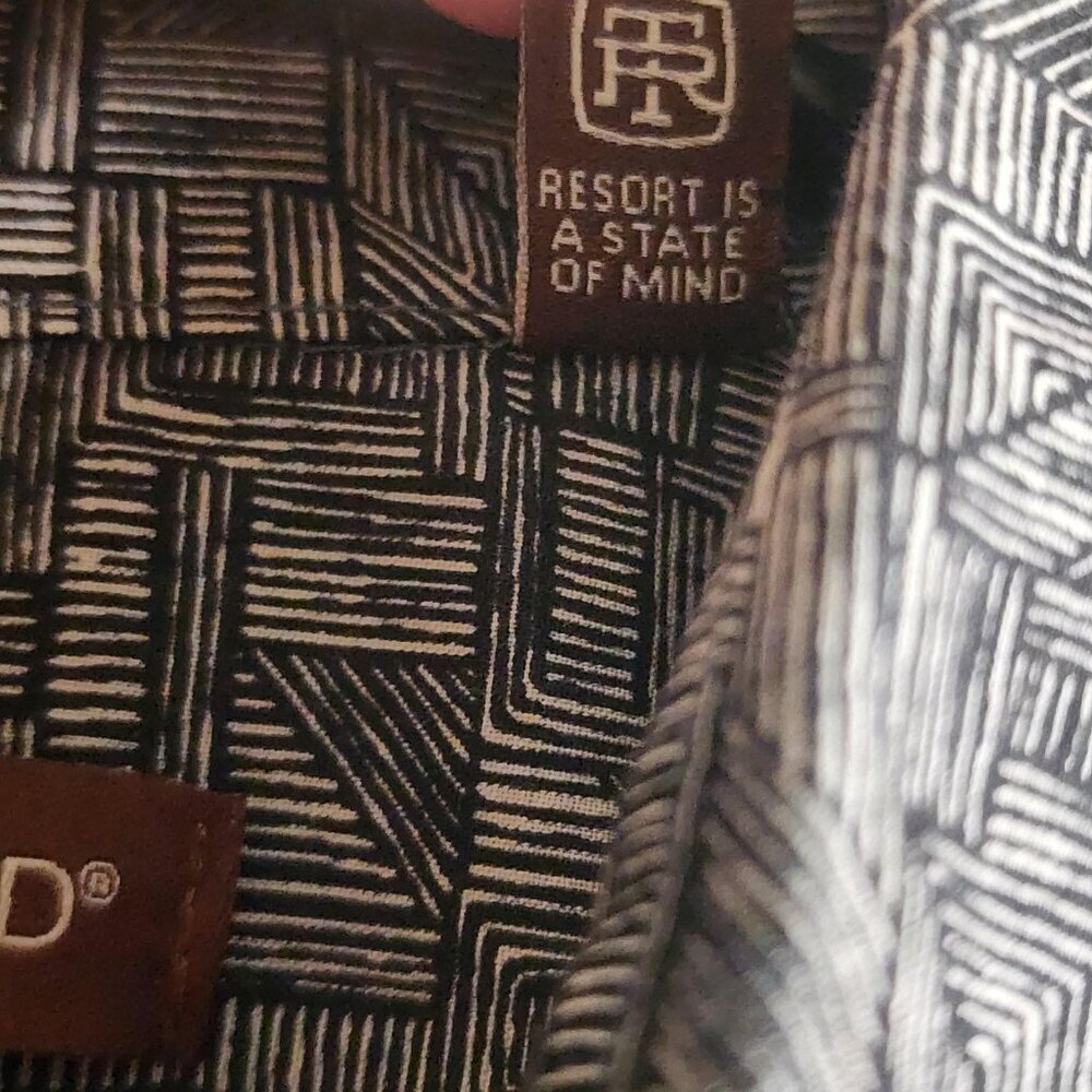 Tori Richard Shirt Mens Medium Gray Geometric Button Up Cotton Lawn Resort Aloha - Picture 5 of 10